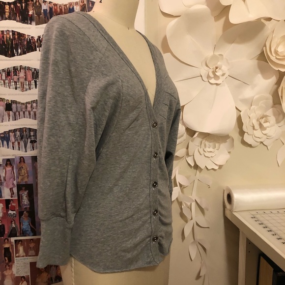 Free People Grey 3/4 Sleeve Cardigan w buttons - Picture 5 of 7